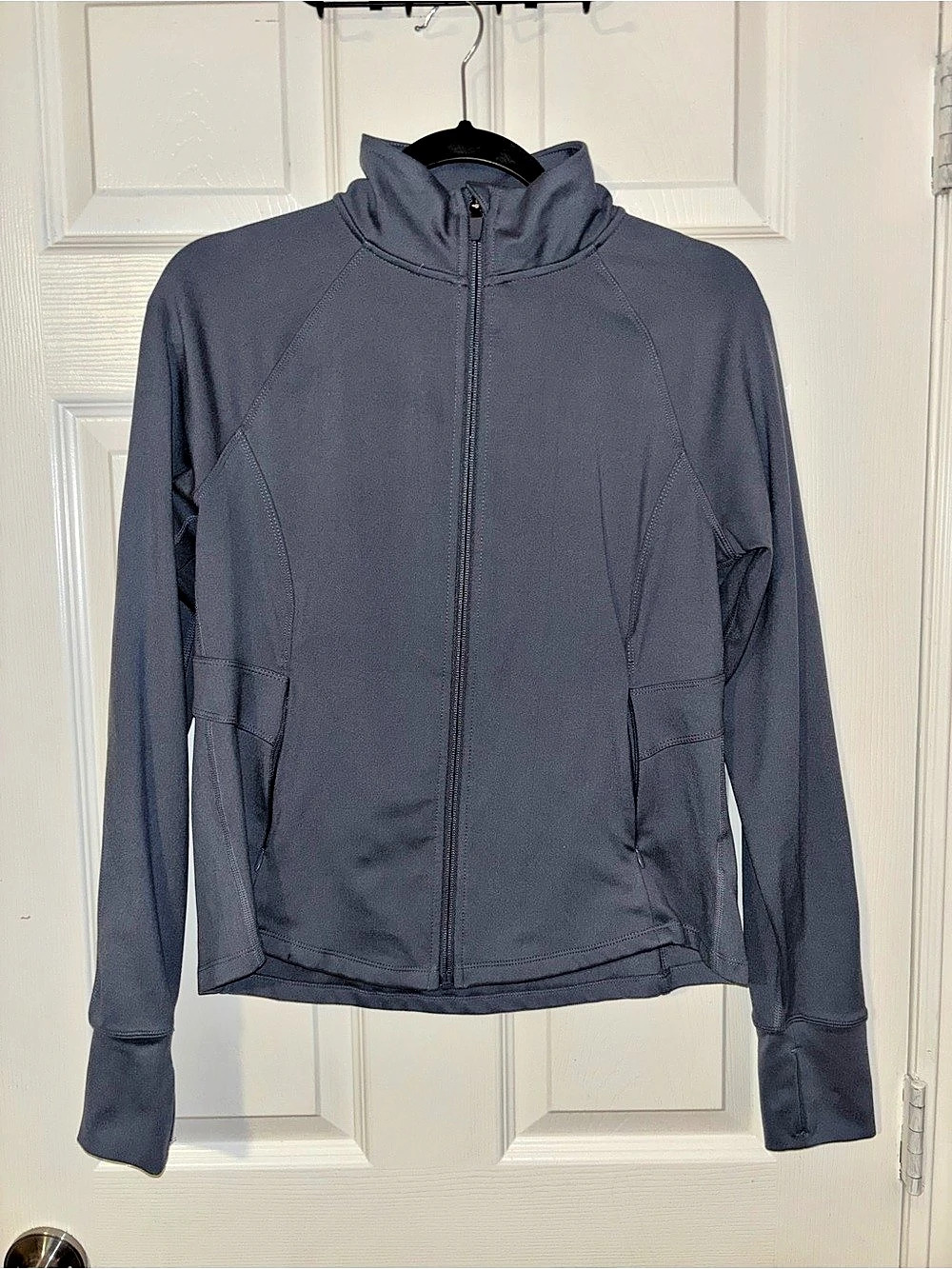 Jockey Women’s Small Full-Zip Athletic Jacket in Dusty blue.